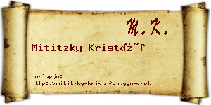 Mititzky Kristóf névjegykártya